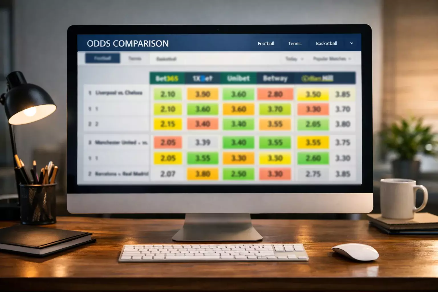 Quotenvergleich auf einem Computerbildschirm