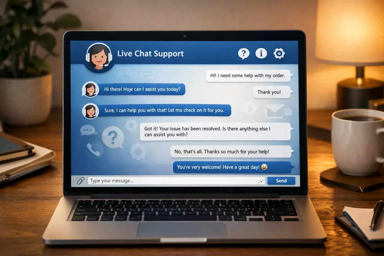 Kundenservice-Chat auf einem Bildschirm