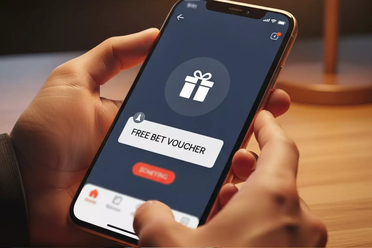Gratiswetten-Symbol auf einem Smartphone-Display