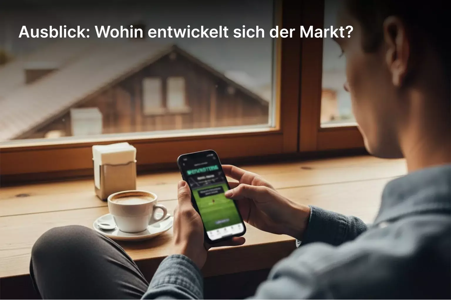 Person wettet verantwortungsvoll auf Smartphone in einem Schweizer Cafe